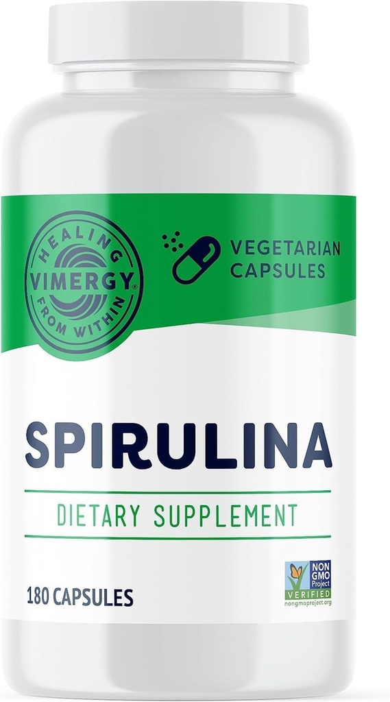 Vimergy Spirulina Capsules – Concentrated Plant Protein Supports Immune Health & Cardiovascular Function – Vegan, Kosher, Gluten-Free – 180 Capsules 2