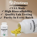 PRISTINE'S Berberine Supplement Capsules - 1000 MG 75 Day Supply - Heart, & Immunity Health Support Antioxidant - Digestive Tract & Healthy Gut Flora Support 6