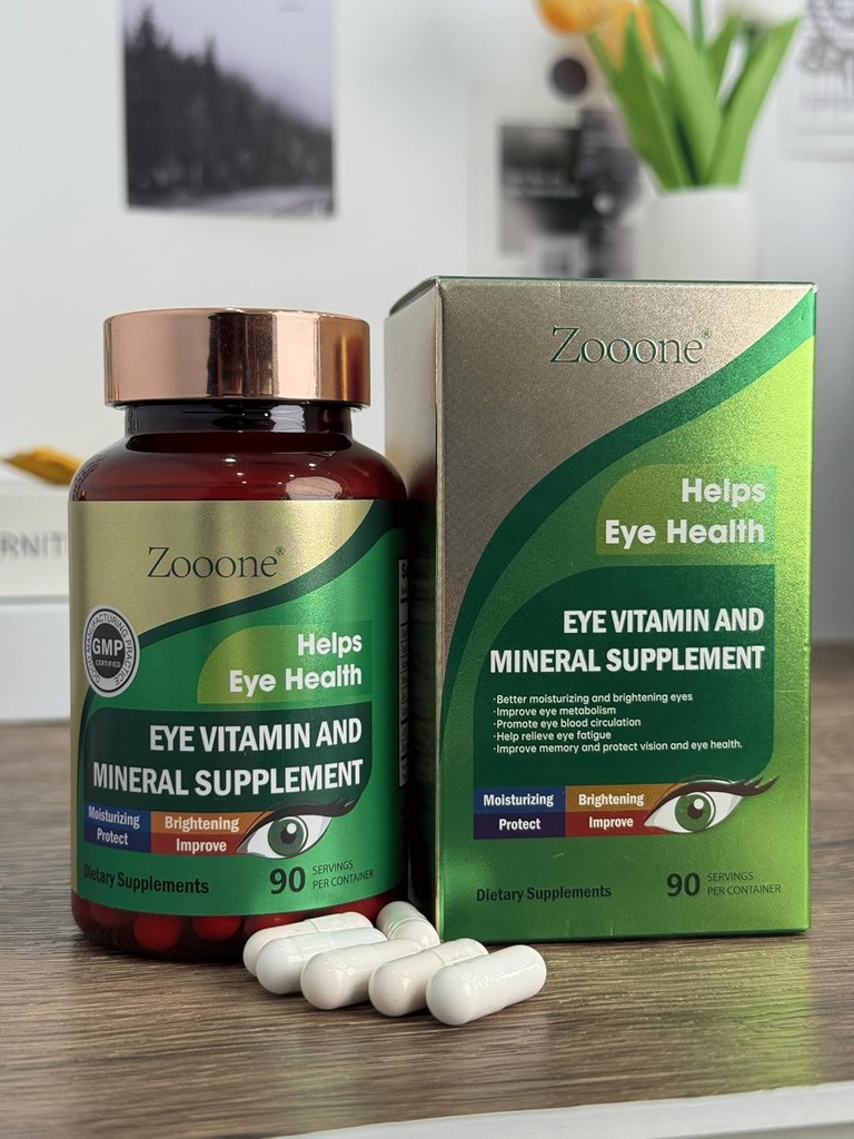 zooone- Lutein Eye Vitamins Supplement for Macular Health and Dry Eye, Contains Lutein, Zinc, Vitamins C/E & Zeaxanthin to Support Eye Health, 90 Tablets (2) 6