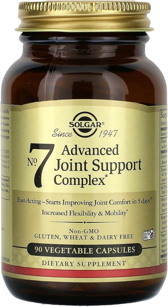Solgar No. 7 - Joint Support and Comfort - 90 Vegetarian Capsules - Increased Mobility & Flexibility - Gluten-Free, Dairy-Free, Non-GMO - 90 Servings 5