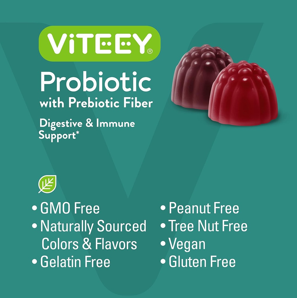 VITEEY Probiotic Gummies with Prebiotics – Gut Health Supplements for Digestive Health – 2 Billion CFUs – Vegan, Gluten-Free – 120 Count 6