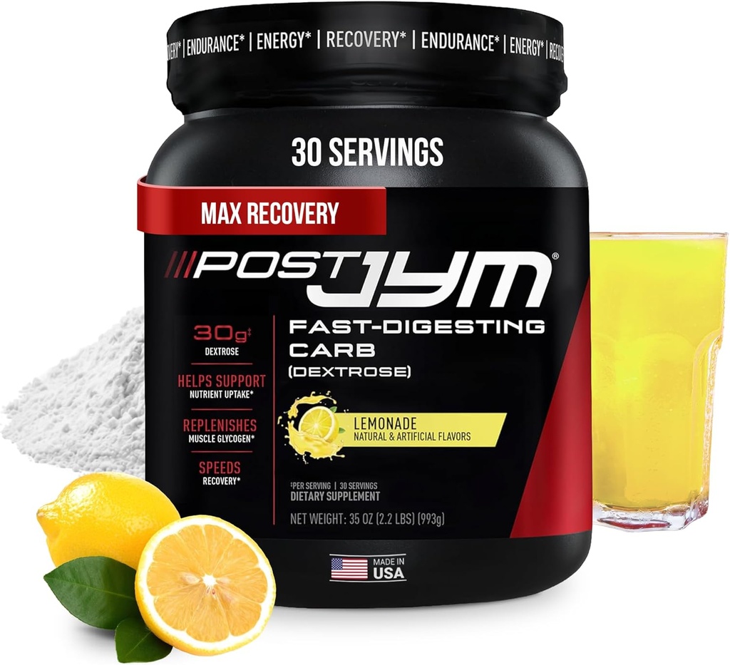 JYM Supplement Science Post JYM Lemonade Carb Fast Digesting Post Workout Recovery Powder Pure Dextrose, Glycogen Replenishment, Athletic Performance, Muscle Growth 30 Servings 2
