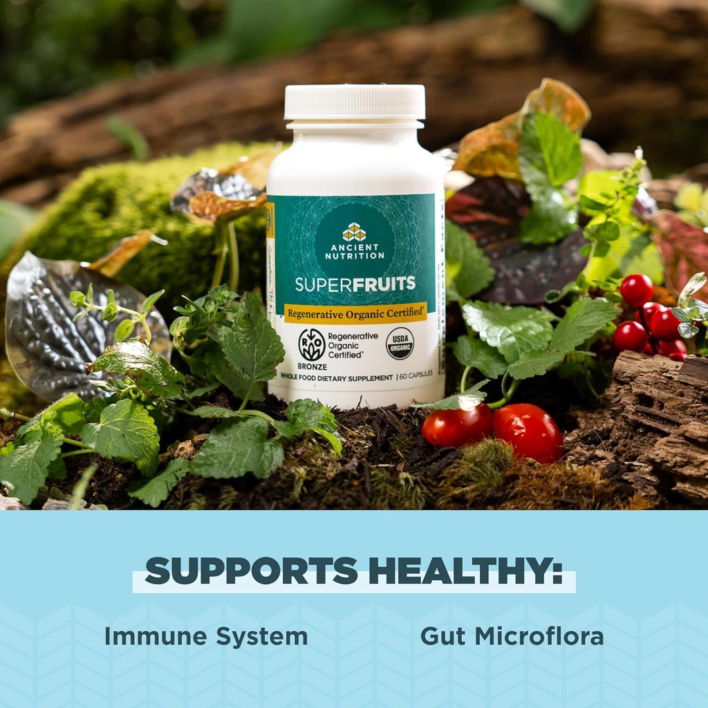 Ancient Nutrition Regenerative Organic Certified SuperFruits Capsules, Supports Gut and Immune System Health, Made with Probiotics, Dragonfruit, Mulberry, and Goji, 60 Count 3