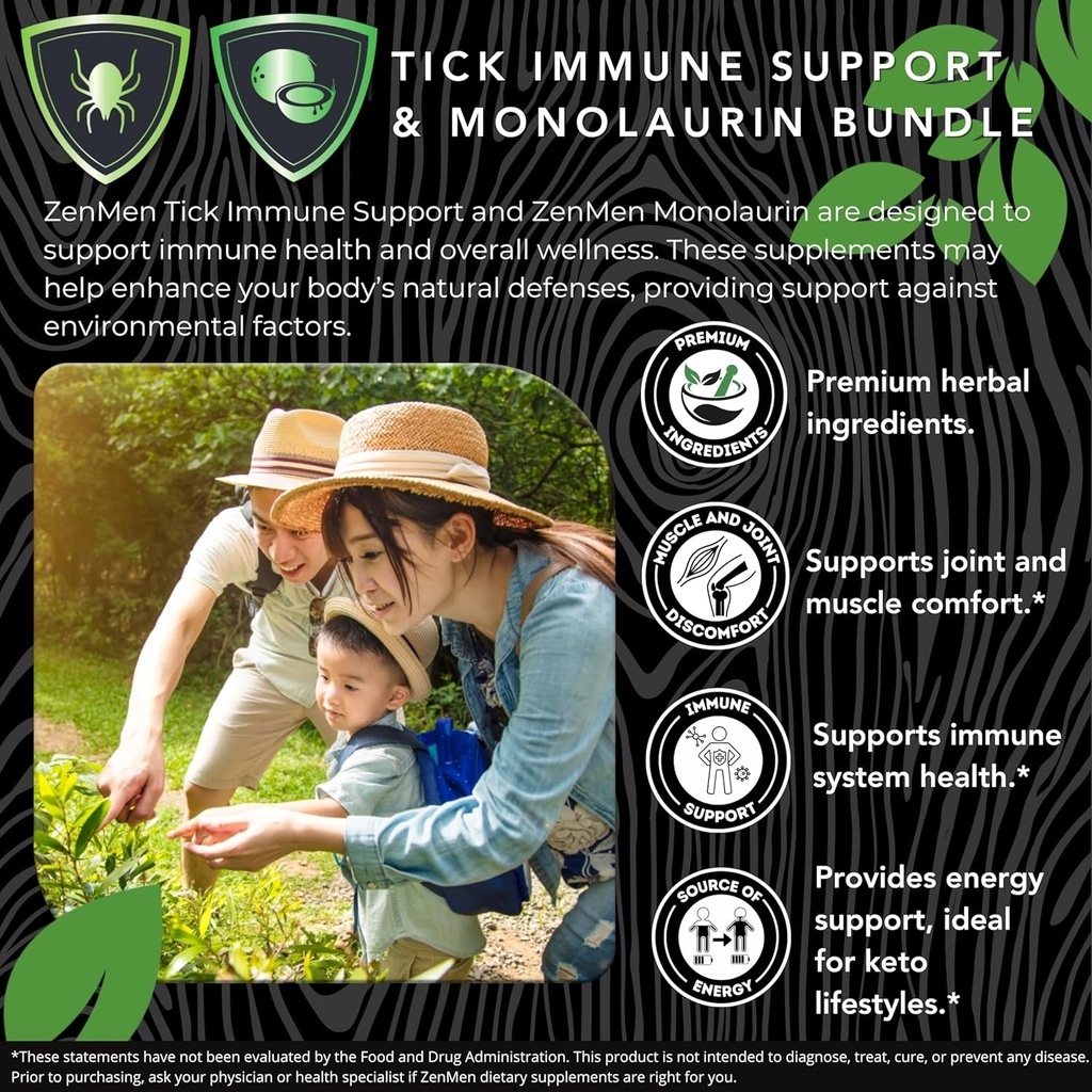 Zenmen Immune Support Bundle: Tick Immune Support and Monolaurin Capsules 3