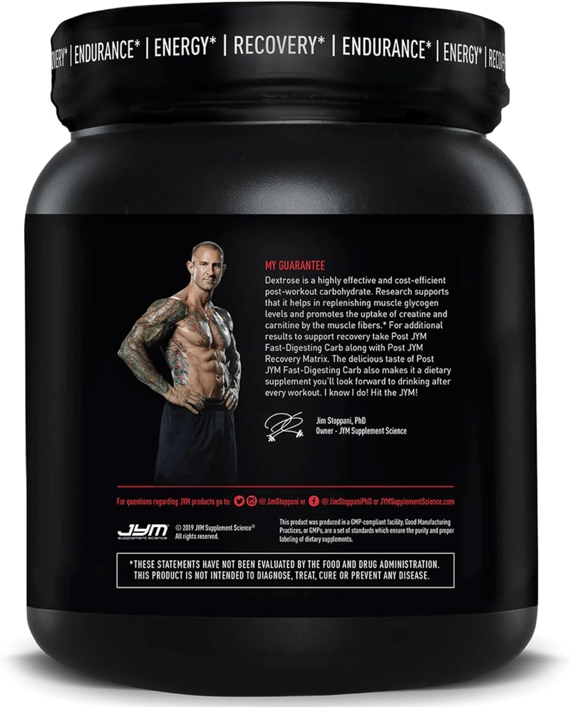 JYM Supplement Science Post JYM Lemonade Carb Fast Digesting Post Workout Recovery Powder Pure Dextrose, Glycogen Replenishment, Athletic Performance, Muscle Growth 30 Servings 3