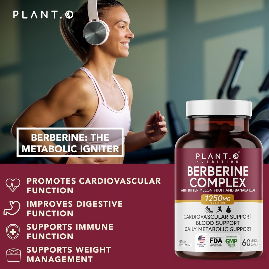 Berberine Supplement - 10xHigher Absorption Berberine HCI Complex with Bitter Lemon & Banaba Leaf - Cholesterol & Metabolic Clinically Researched Support - 60 Capsules Non-GMO 4