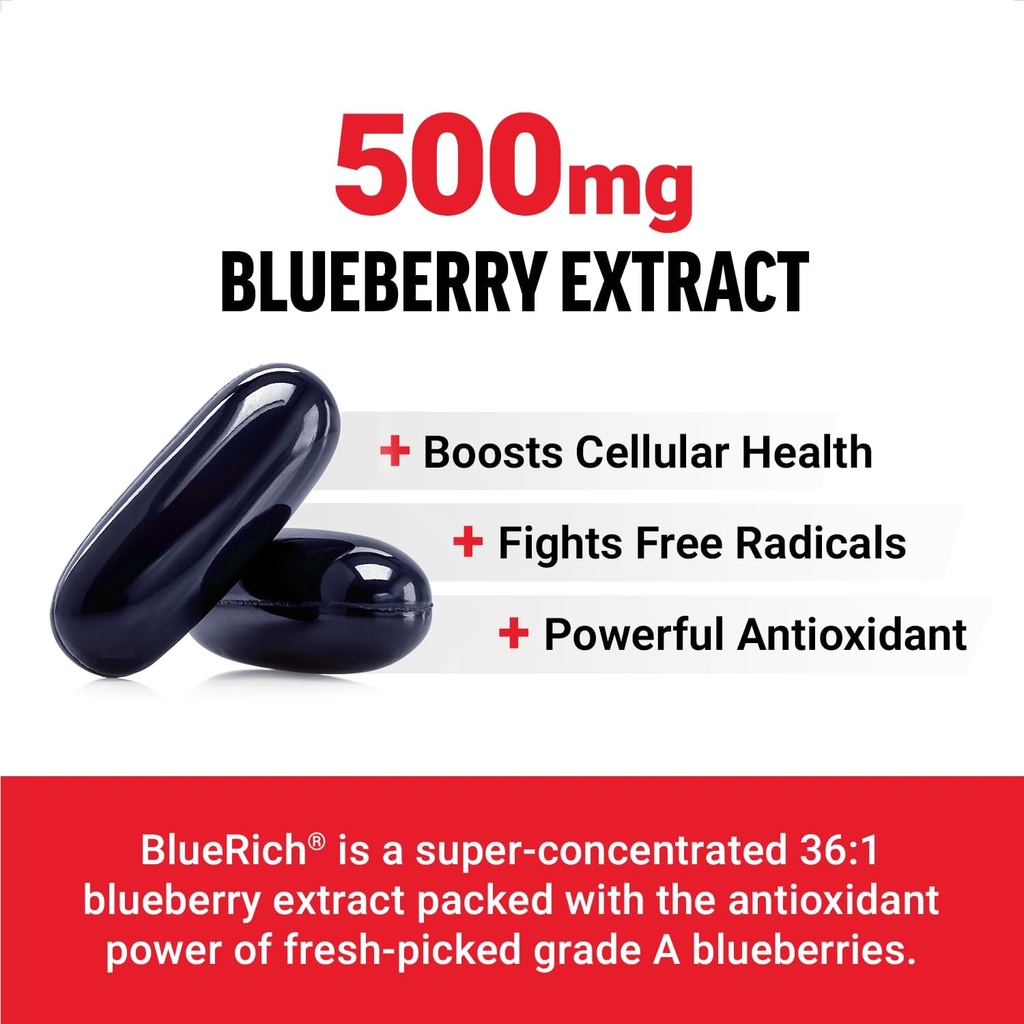 FORCE FACTOR Blueberry Concentrate Antioxidants Supplement with BlueRich Blueberry Extract Supplement, Free Radical Scavenger for Daily Health, Gluten Free, Non-GMO, 90 Softgels 3