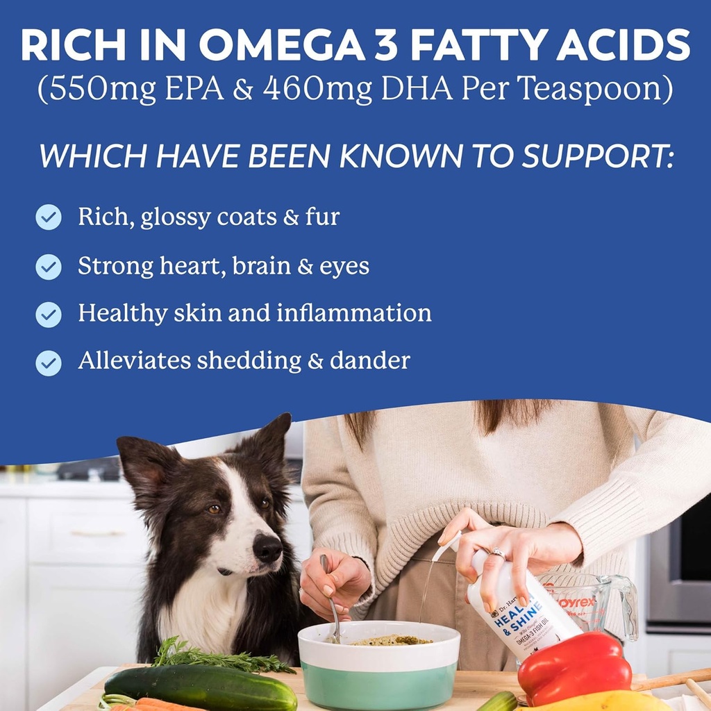 Dr. Harvey’s Health & Shine Omega 3 Fish Oil for Dogs from Wild Caught Cod, Mackerel, Herring, Anchovies and Sardines - Supports Beautiful Fur, Strong Joints and Itchy Allergy Relief (16 fl. oz.) 5