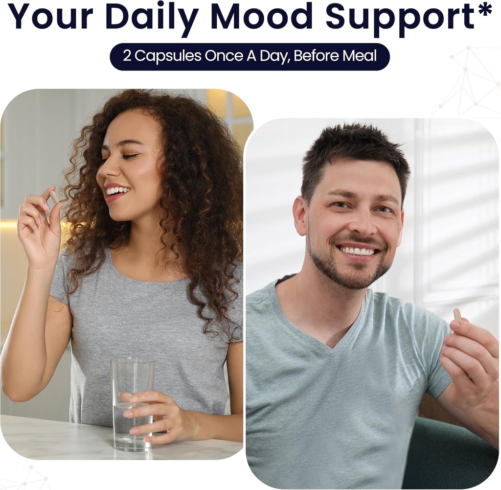 5-HTP - 200mg 5HTP Supplement (5-Hydroxytryptophan) to Support Mood Plus Sleep*, Stress Relief*, 60 Capsules - 30 Day Supply, Made in USA 5