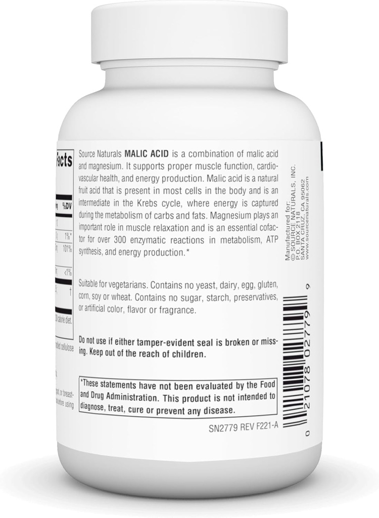 Source Naturals Malic Acid, Supports Muscles and Energy Production*, 2,500 mg - 60 Tablets 4