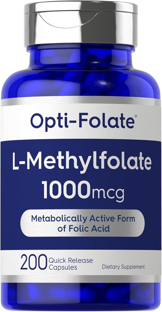 Carlyle L Methylfolate 1000mcg | 200 Capsules | Value Size | Optimized and Activated | Non-GMO, Gluten Free | Methyl Folate, 5-MTHF | by Opti-Folate 2