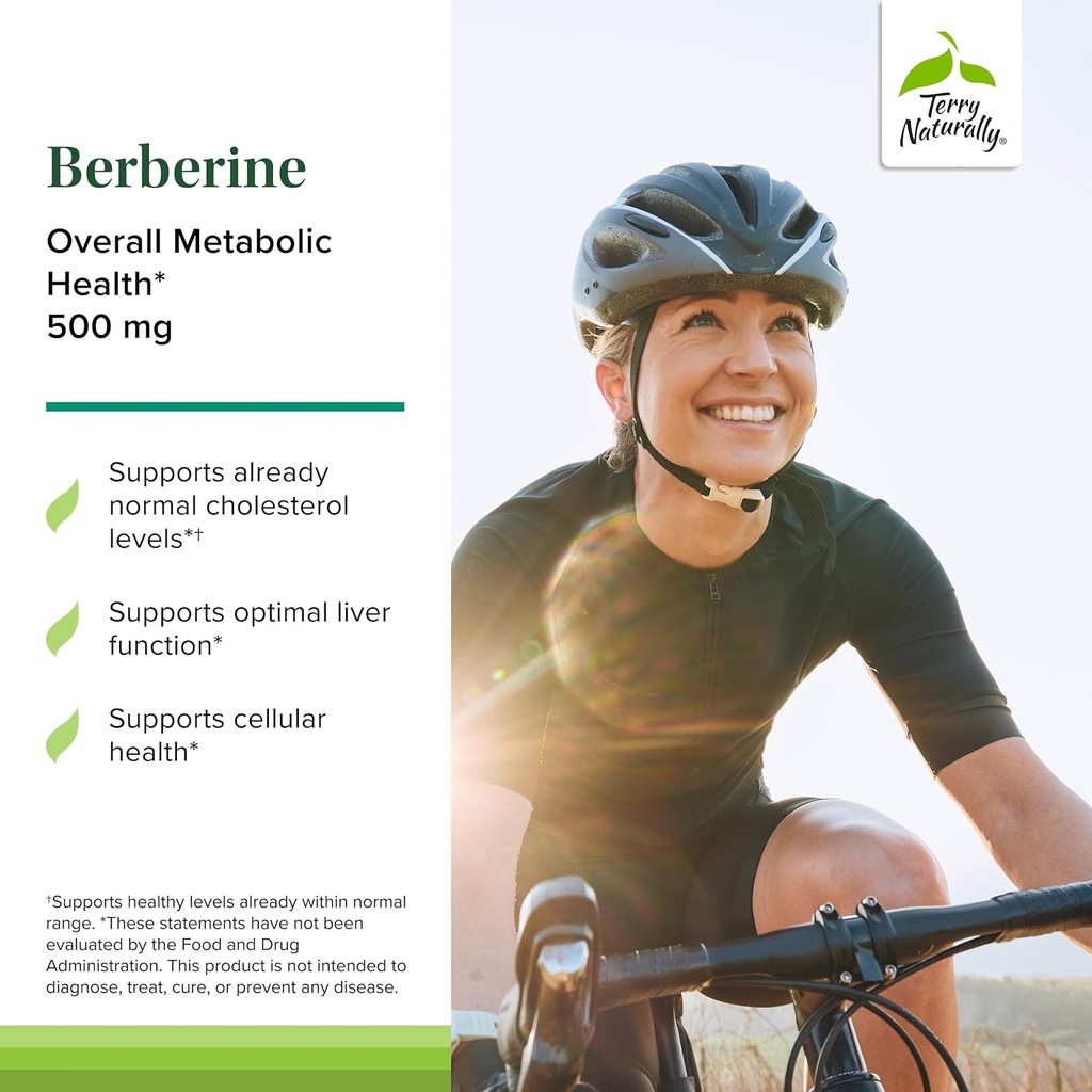 Terry Naturally Berberine - Dietary Supplement with Berberine - Liver Health Supplement for Metabolism Support - Joint Health Support for Men & Women - 60 Capsules 4