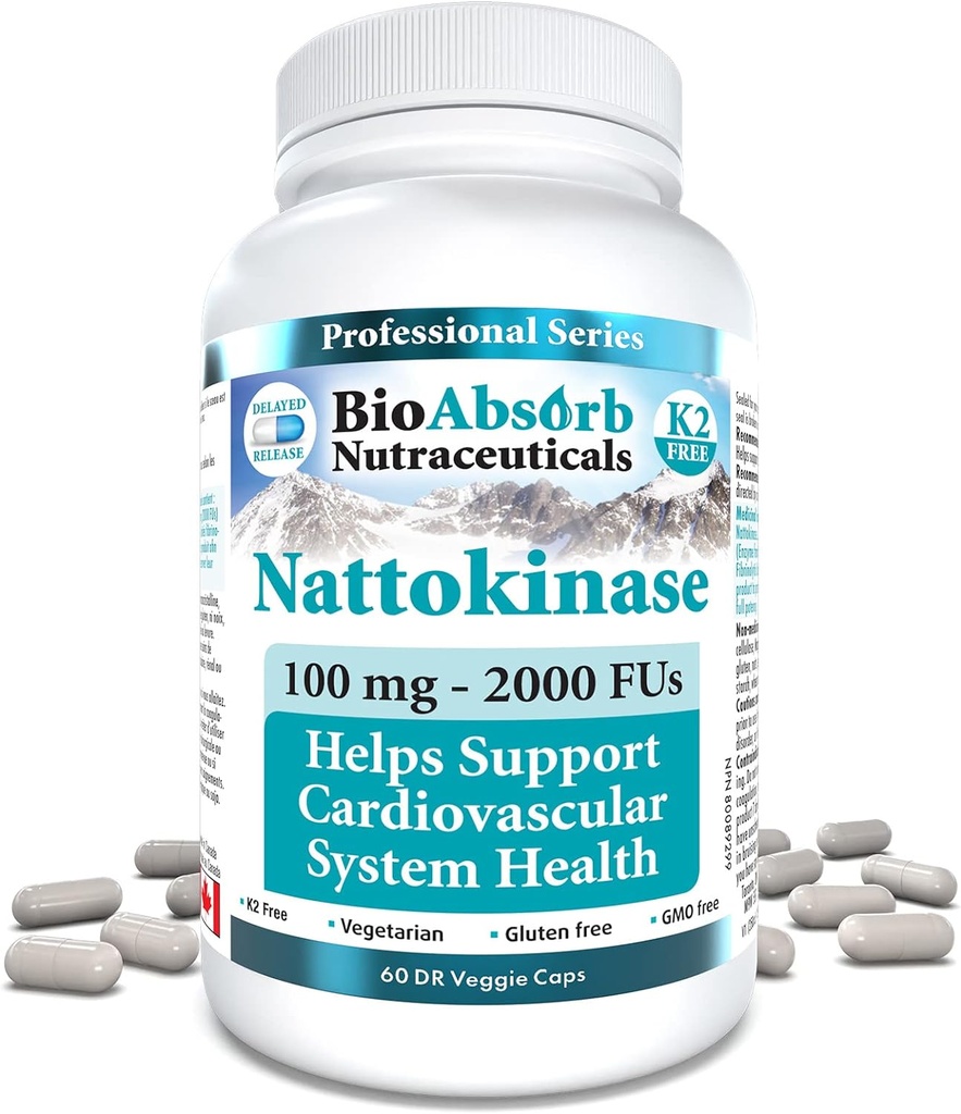 Bio Absorb Nattokinase Supplement. Non-GMO Natto Extract Enzyme. 100 mg, 2000 FUs. 60 Veggie Caps (60-Day Supply) 2