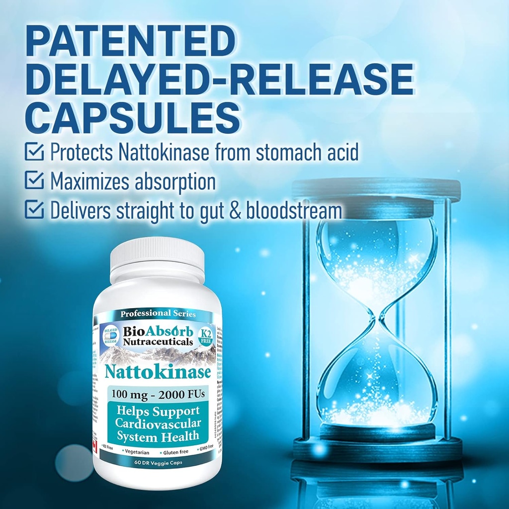 Bio Absorb Nattokinase Supplement. Non-GMO Natto Extract Enzyme. 100 mg, 2000 FUs. 60 Veggie Caps (60-Day Supply) 4