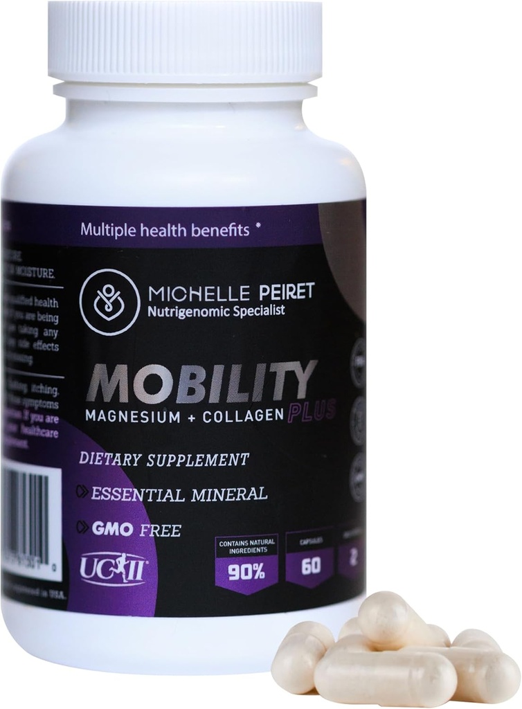 Mobility - Magnesium + Collagen Supplement with Hyaluronic Acid & Vitamin C | Supports Bones, Joints & Muscles | Gluten-Free & Non-GMO | 60 Capsules for Men & Women 2