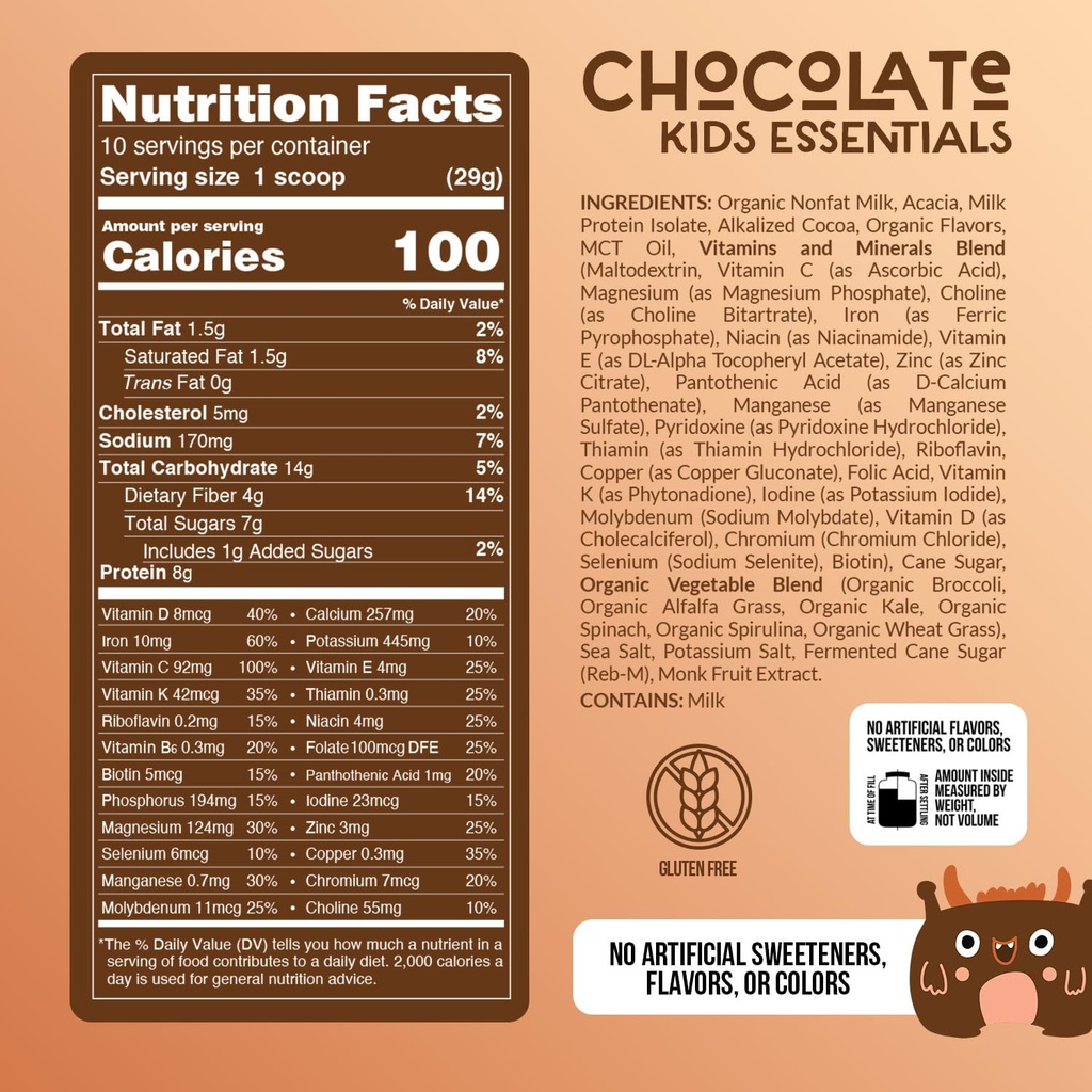Naked Chocolate Kids Daily Essentials, Kids Protein Shake Made With Organic Milk, 6 Organic Vegetables, 25 Vitamins and Minerals, No Artificial Sweeteners, Flavors, Colors or Preservatives 3
