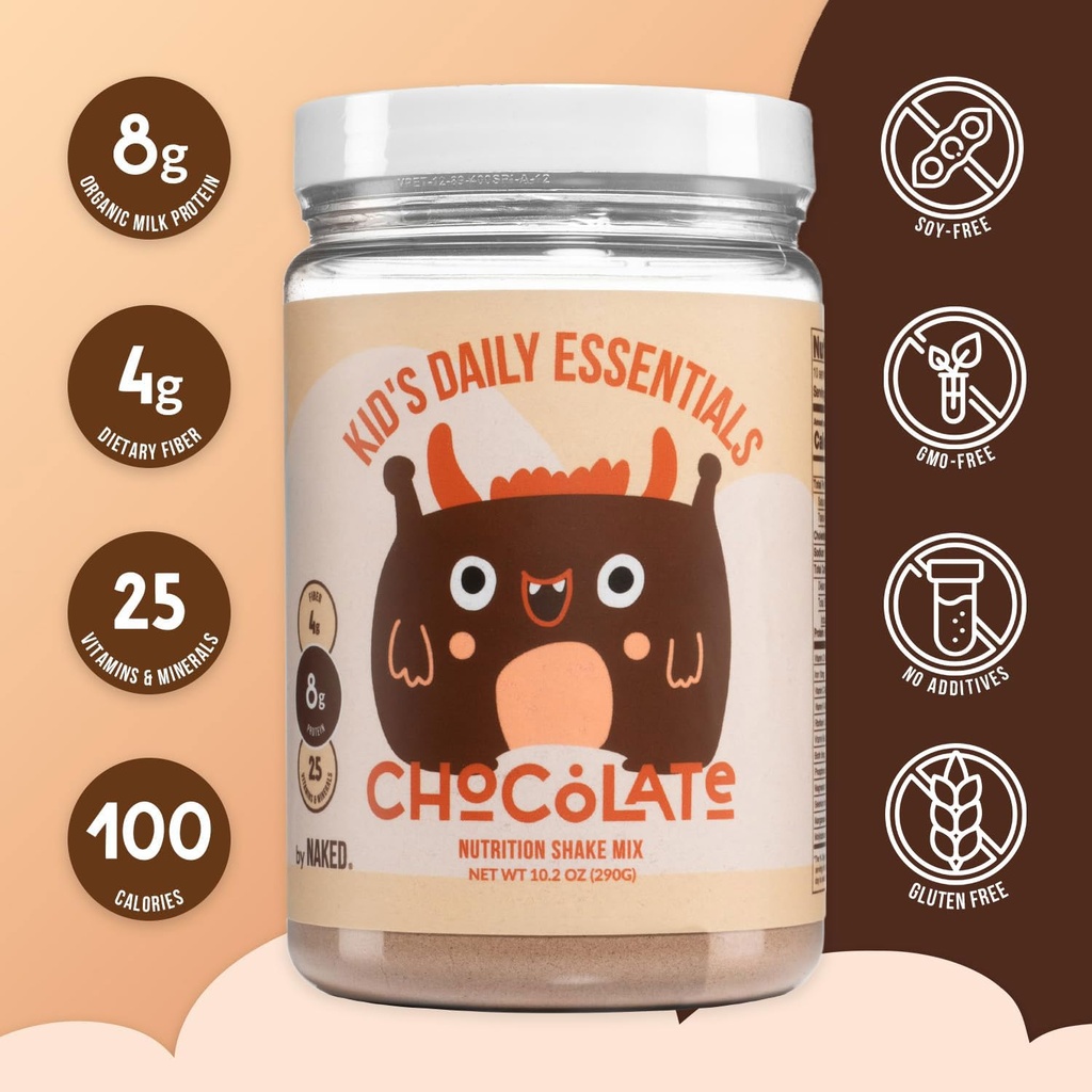 Naked Chocolate Kids Daily Essentials, Kids Protein Shake Made With Organic Milk, 6 Organic Vegetables, 25 Vitamins and Minerals, No Artificial Sweeteners, Flavors, Colors or Preservatives 4