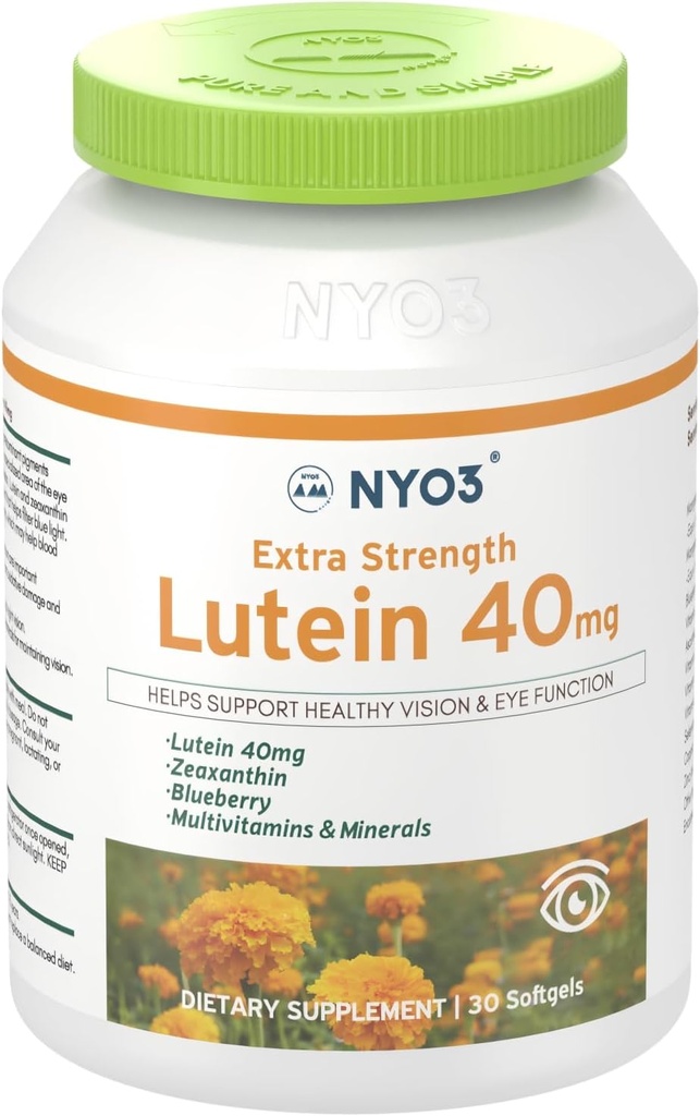 NYO3 Lutein & Zeaxanthin 40mg with Blueberry, 30 Softgels Eyes Vitamins and Mineral Supplement– Eye $ Vision Health | Antioxidant Support 2