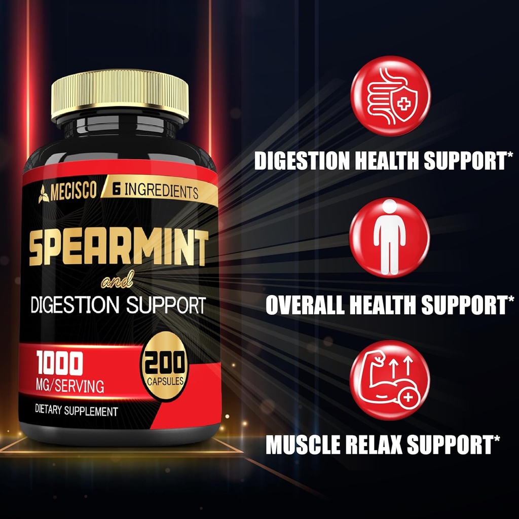 6in1 Spearmint Supplement with Berberine, Ginger, Turmeric Curcumin, Ceylon Cinnamon, Beet Root - 200 Capsules 4