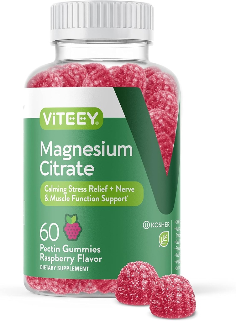 VITEEY Magnesium Gummies for Adults - 66mg of Magnesium Citrate Gummy for Calm, Sleep, Nerve & Muscle Function Support - Vegetarian, Gluten Free - 60 Count 2