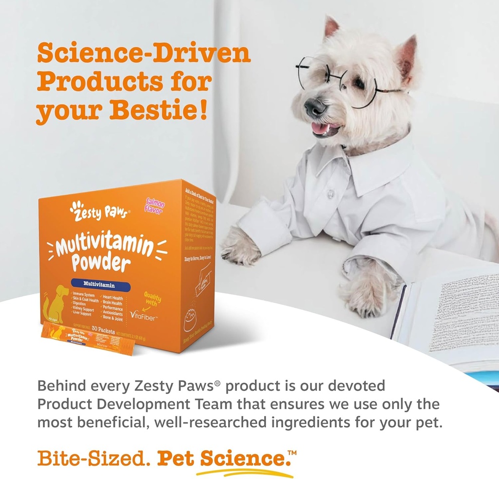 Zesty Paws 10-in-1 Dog Multivitamin - Gut, Immune, Joint, Skin & Coat Support, and More - Dog Vitamins and Supplements Powder - Pet Supplements with Omega Fish Oil & VitaFiber - Salmon - 30 Ct 5
