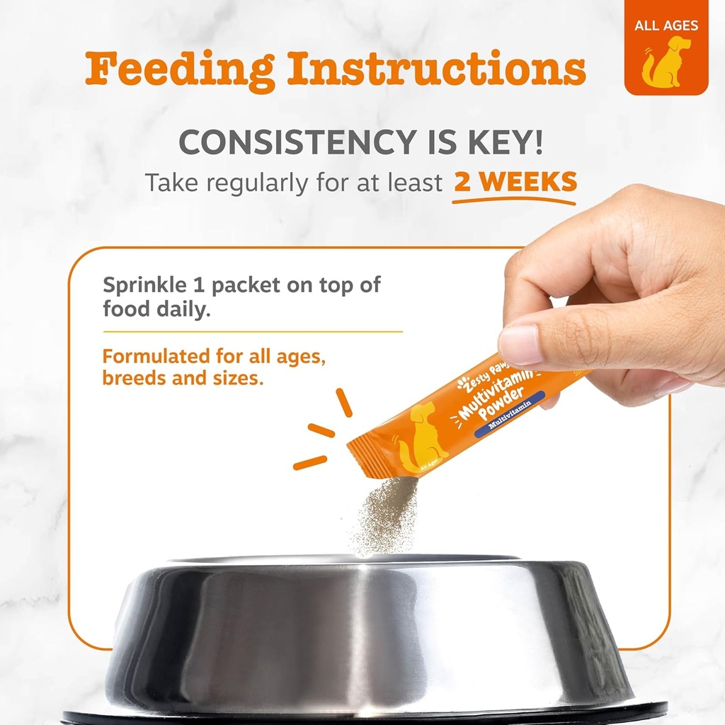 Zesty Paws 10-in-1 Dog Multivitamin - Gut, Immune, Joint, Skin & Coat Support, and More - Dog Vitamins and Supplements Powder - Pet Supplements with Omega Fish Oil & VitaFiber - Salmon - 30 Ct 6