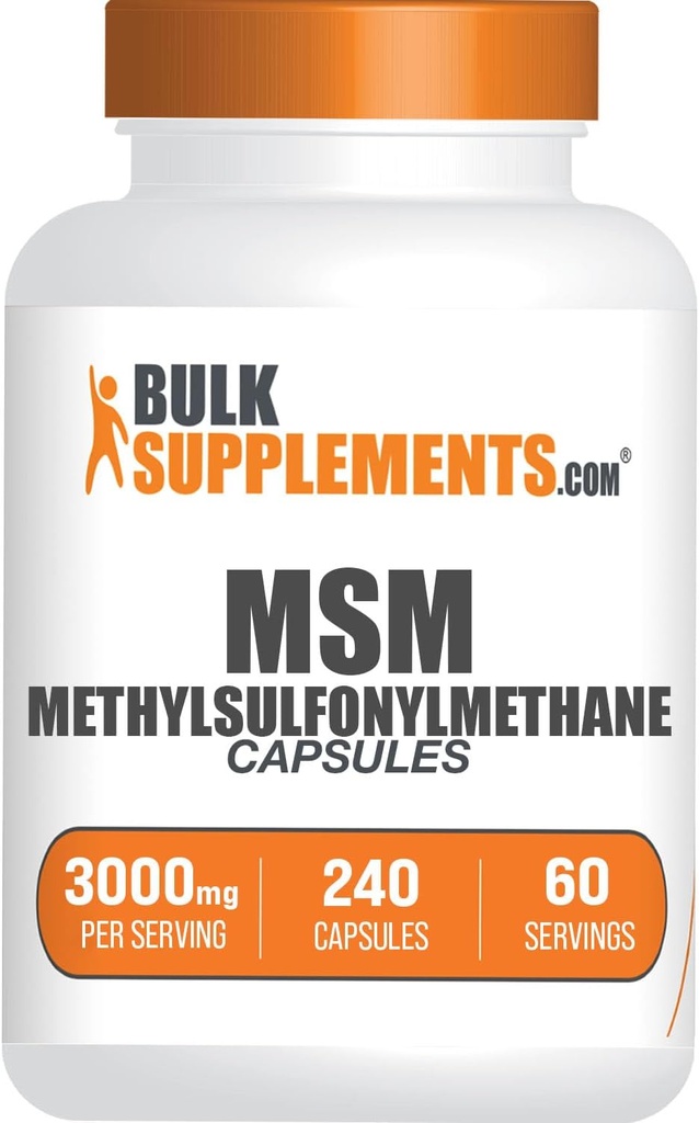 BulkSupplements.com MSM Capsules - Methylsulfonylmethane, MSM 3000mg - Joint Supplements, Gluten Free, 4 Capsules per Serving, 240 Count (Pack of 1) 2