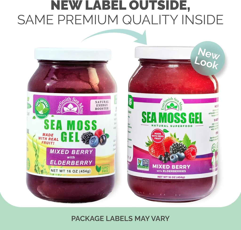 Wildcrafted Irish Sea Moss Gel | Made in USA | Rich in Vitamins & Minerals | Sea Moss Gel Raw | Nutritional Supplement | Mixed Berry (16 oz) 3