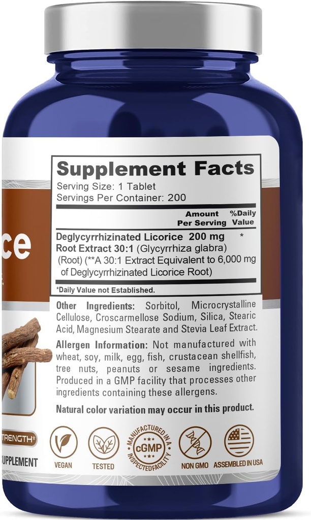 NusaPure DGL Deglycyrrhizinated Licorice 6,000 mg 200 Chewable Tabs, Vegan, Non-GMO Supplement 3