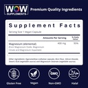 WOW Supplements Magnesium 400 mg Complex - Supplement for Men and Women - Citrate, Aspartate & Magnesium Oxide 400mg - 180 Capsules 3