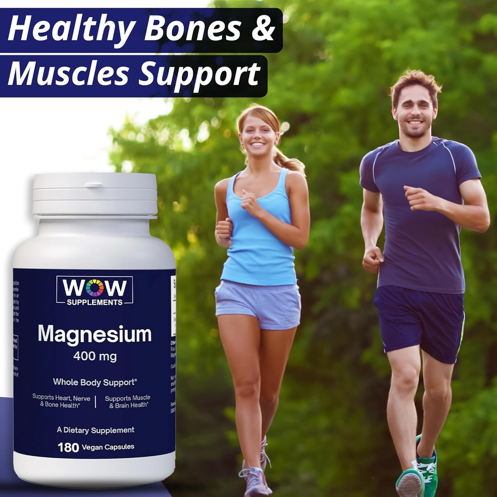 WOW Supplements Magnesium 400 mg Complex - Supplement for Men and Women - Citrate, Aspartate & Magnesium Oxide 400mg - 180 Capsules 6