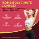 Doctor's Recipes Iron Supplement, Iron Bisglycinate with Vitamin C, B6, Folate & B12, Non-Constipating, Stomach Friendly, Gentle Iron Pills for Iron Deficiency, Blood & Energy Support, 60 Vegan Caps 4