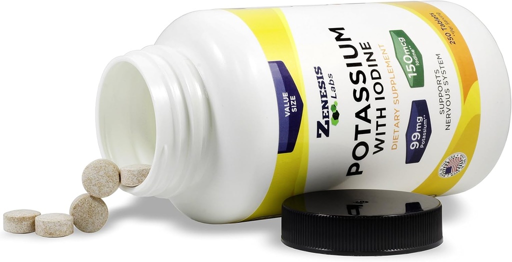 Potassium Gluconate 99mg + 150mcg Iodine from Kelp Bulk (250 Tablets/Bottle) 3