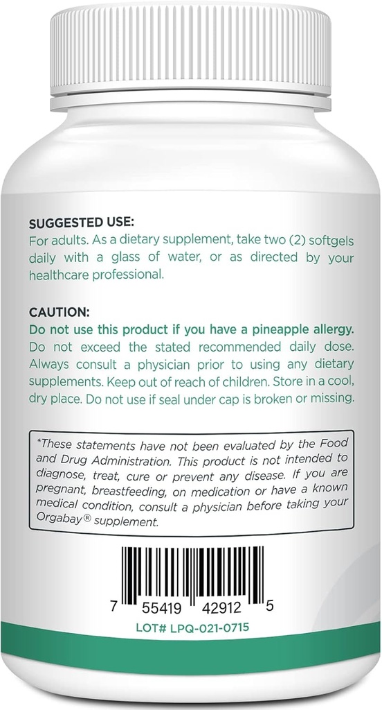 Orgabay Liposomal Quercetin Phytosome 1600 mg,Bromelain 200mg,Zinc 30mg,Vitamin C Turmeric 40 mg,Highest Absorption,Quercetin Complex, 60 Softgels 5
