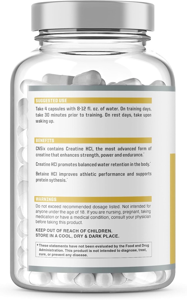 NutraOne CNSix Creatine Capsules Creatine HCL to Help Build Lean Muscle* (600mg - 200 Capsules) 4