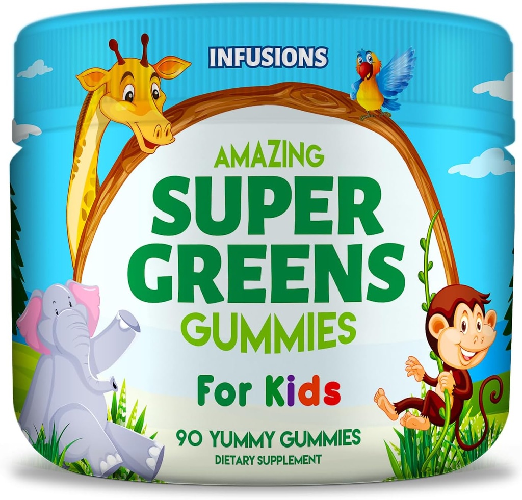 Infusions Super Green Gummies for Kids 90 Count Superfood Booster Soft and Delicious 8 Powerful Blends Vegan Friendly Gluten Free & Non-GMO 2