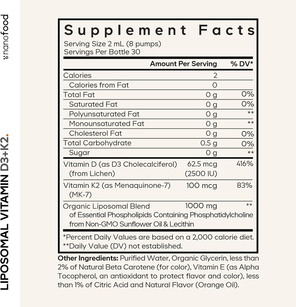 Codeage Liquid Vitamin D3 K2 Supplement, Liposomal Vitamin D Cholecalciferol, Menaquinone MK-7, Liquid Vitamin K - Vegan & Non-GMO - No Sugar - 2 fl oz 3