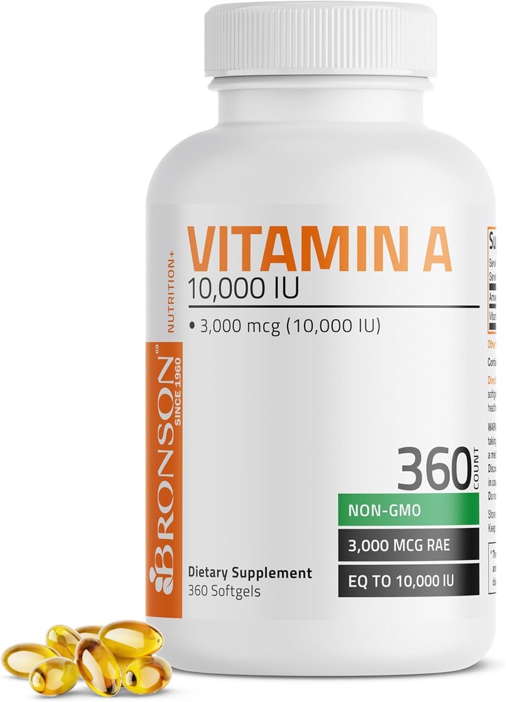 Bronson Vitamin A 10,000 IU Premium Non-GMO Formula Supports Healthy Vision & Immune System and Healthy Growth & Reproduction, 360 Softgels 2