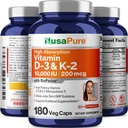 NusaPure Vitamin K2 (MK7) (200mcg) + Vitamin D3 (10000 IU) 180 Veg Caps - Bioperine, Soyfree, Non-GMO 5