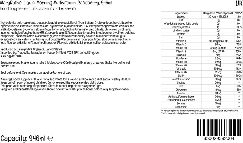 Multivitamin Multimineral for Women Men & Kids by MaryRuth's | No Added Sugar | Vegan Liquid Vitamins for Adults & Kids | Mens, Womens Multivitamin | Energy & Beauty Booster | Non-GMO | 32 Fl Oz 4