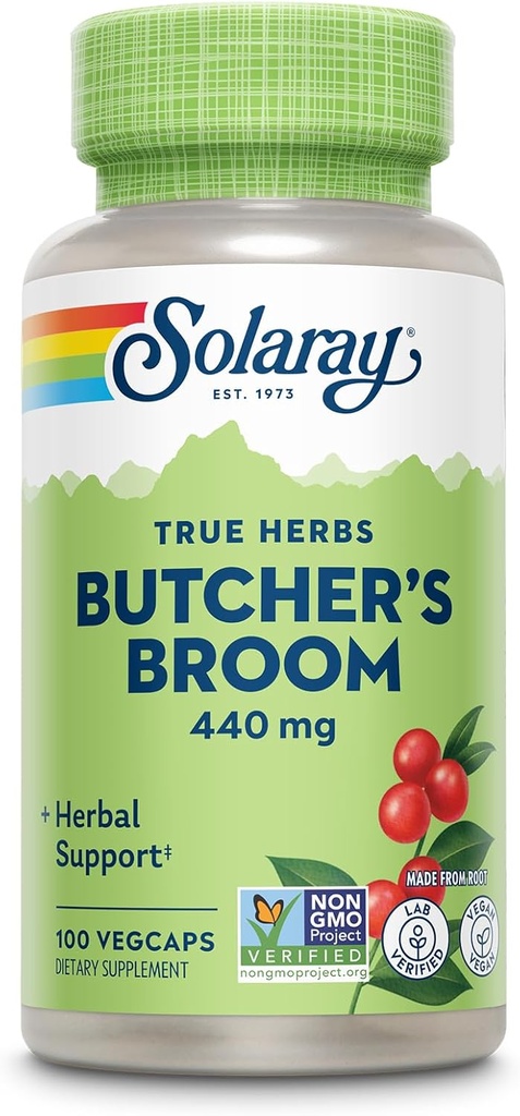 SOLARAY Butchers Broom 440 mg | Healthy Circulation & Blood Vessel Integrity Support | Non-GMO, Vegan & Lab Verified | 100 VegCaps 2