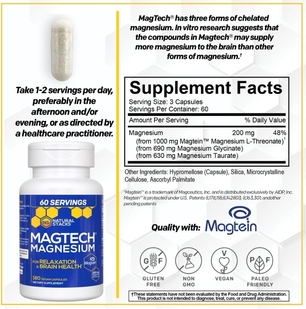 Natural Stacks Magtech Magnesium + Sleep Magnesium Citrate Gummies Bundle - 4 Forms of Magnesium - Supports Relaxation and Brain Health* - 210 Pieces 5