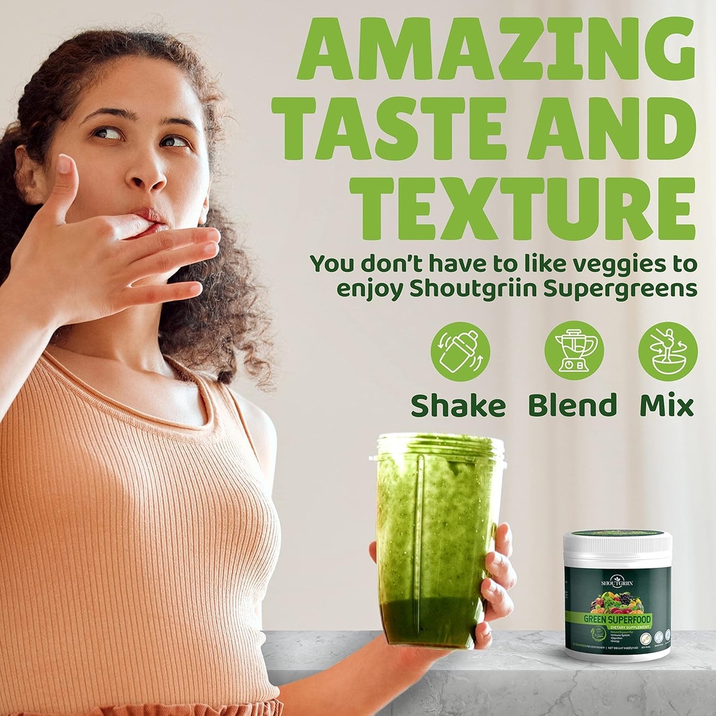 Green Superfood Powder – Organic Daily Greens Supplement with Probiotics, Digestive Enzymes, Antioxidants – Vegan, Keto, Sugar-Free – Energy & Gut Health Boost – 30 Servings 4