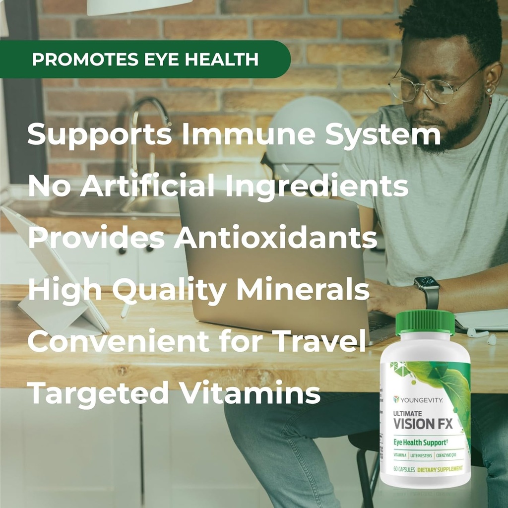 Youngevity Ultimate Vision FX™ - Eye Vitamin & Mineral Supplement Blend - Lutein, CoQ10, Vitamins A, C, E, Zinc, Chromium, Selenium for Eye Health (60 Capsules) 5