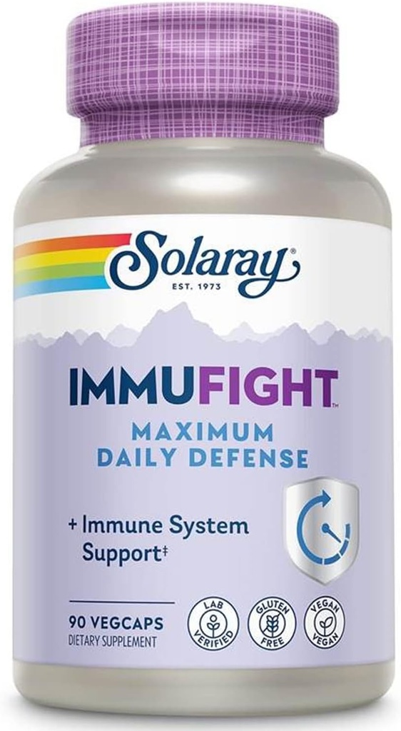 SOLARAY Immufight Maximum Daily Defense, All Day Immune Support, Vitamin C, Vitamin D, Zinc, Probiotics, Monolaurin, Acerola & More, Vegan & Gluten Free, 60 Day Guarantee (180 CT, 60 Serv) 2