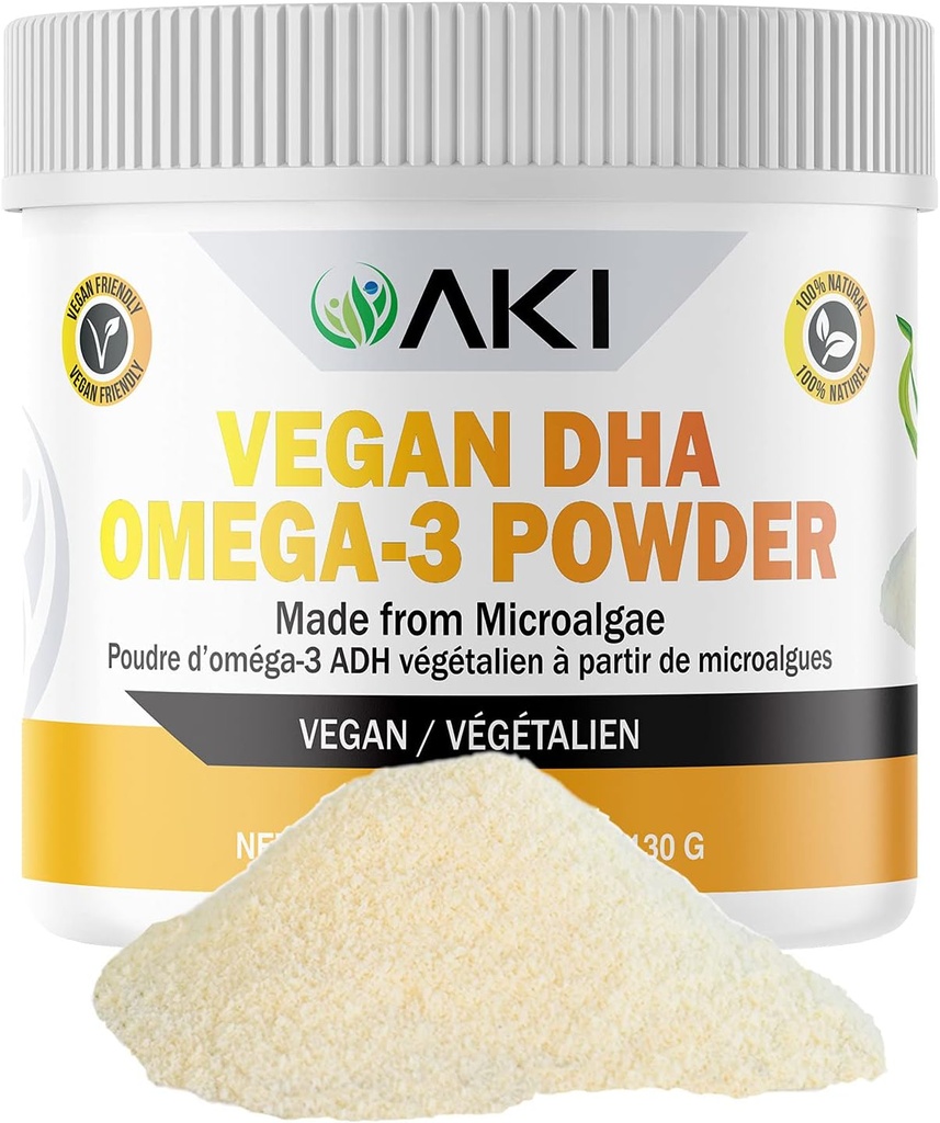 AKI Omega 3 DHA Micro Algae Powder Supplements - Plant Based Keto Vitamin - Alternative to Fish or Krill Oil - Vegan & Non-GMO (4.58oz/130g) 2