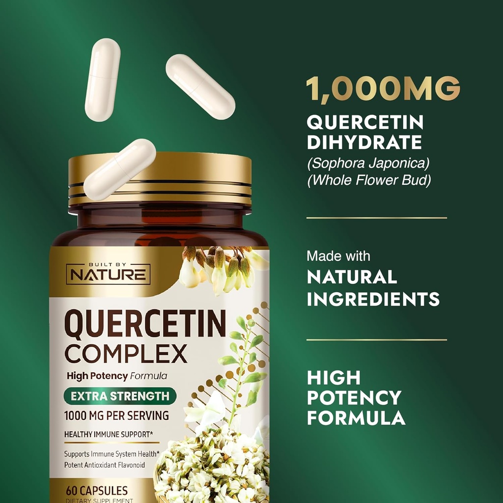 Built by Nature Quercetin 1000mg – High Potency Quercetin Dihydrate Antioxidant Flavonoid – Immune, Respiratory and Allergy Support - Non-GMO, Gluten-Free - 60 Veggie Capsules 4