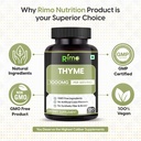 Thyme Herbal Supplement Vegetarian Capsules (Thymus Vulgaris) Dried Leaf (120 Capsules) 1000mg Per Serving 4
