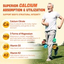 Calcium Magnesium Supplement Gummies for Adults: Calcium Citrate 600 mg with Vitamin D3 & K2 for Women Men - Supports B0ne Strength, Better Zzz, Muscles, Energy & Immune (60 Count) 4