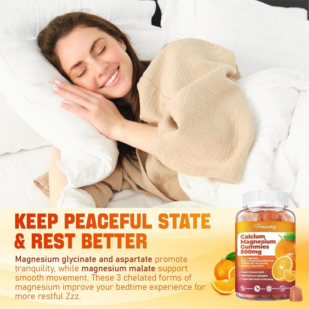 Calcium Magnesium Supplement Gummies for Adults: Calcium Citrate 600 mg with Vitamin D3 & K2 for Women Men - Supports B0ne Strength, Better Zzz, Muscles, Energy & Immune (60 Count) 5